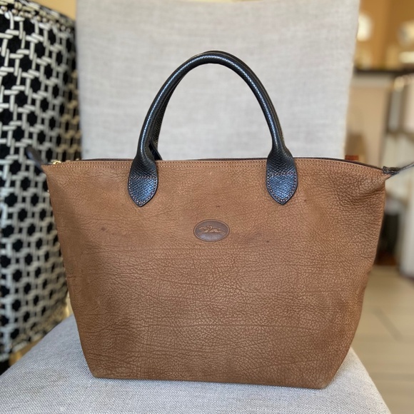RARE Vintage Longchamp Pebbled Leather Body Hand Bag Tote 70s Style - Picture 1 of 15
